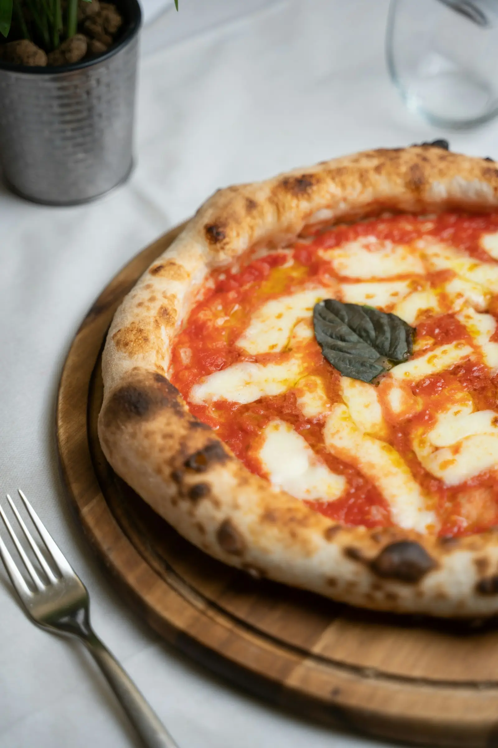 Neapolitan Margherita pizza with tomato, mozzarella and basil